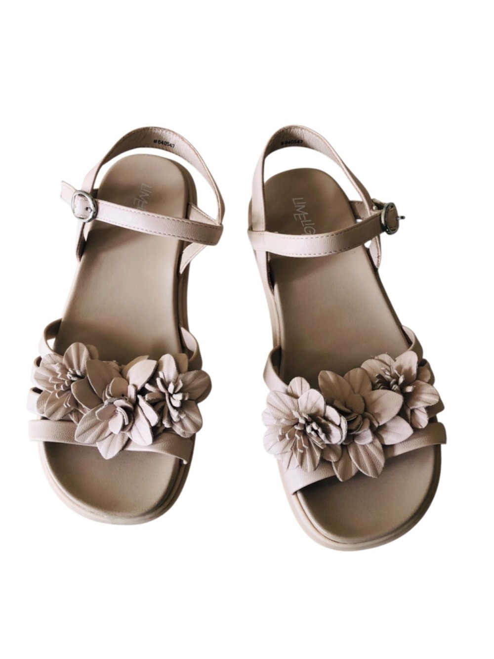 Girls Size 3 Limelight Nude Colored Slingback Sandals Floral Embellished Boho